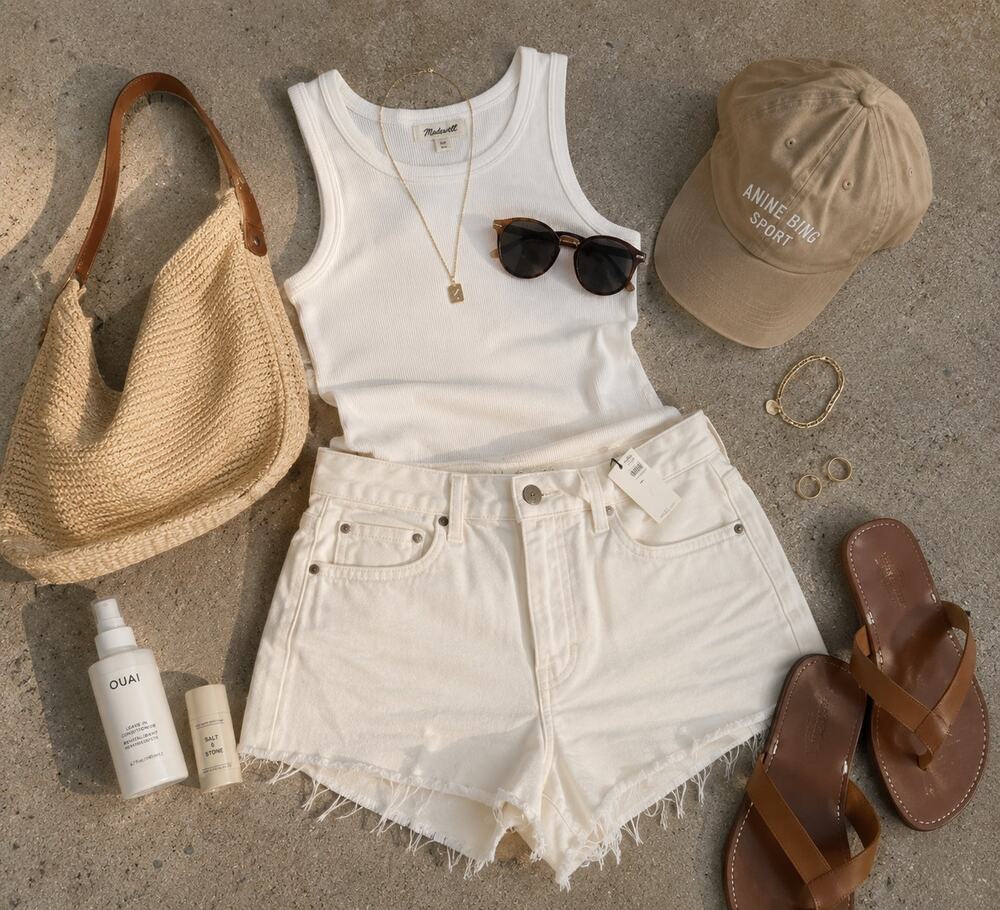 Madewell NWT Size 31 Ivory Denim Shorts Raw Hem Cutoff Jean Shorts Ecru White
